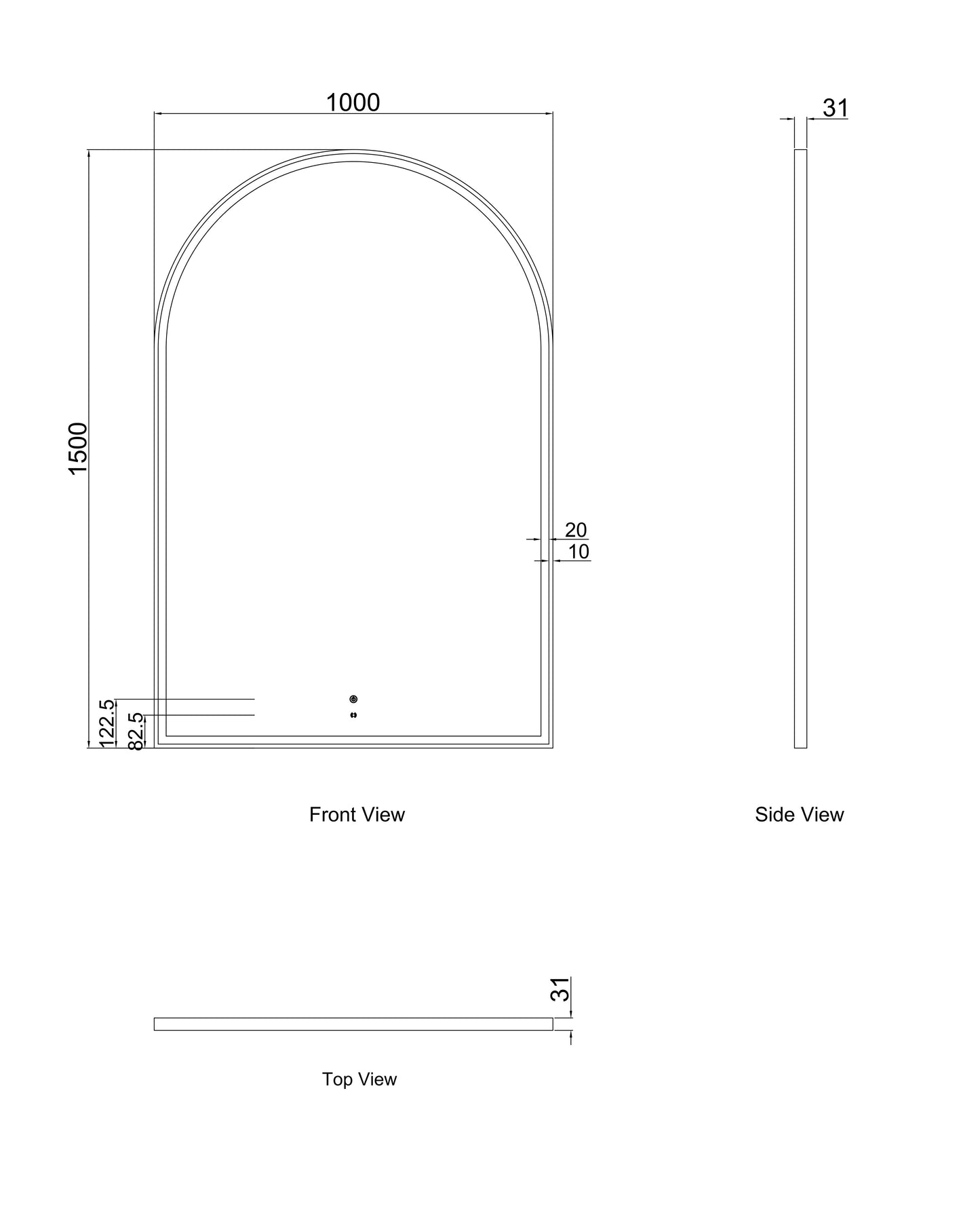 LED Archie 1500x1000 Gold Metal Frame Mirror