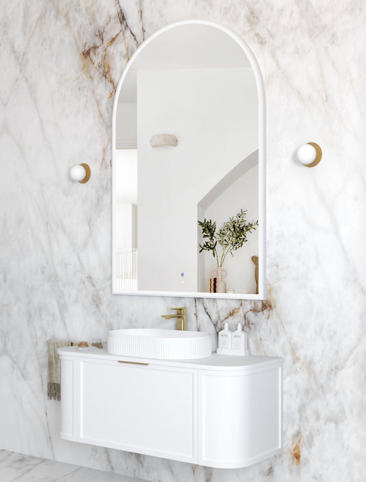 LED Archie 1500x1000 White Metal Frame Mirror