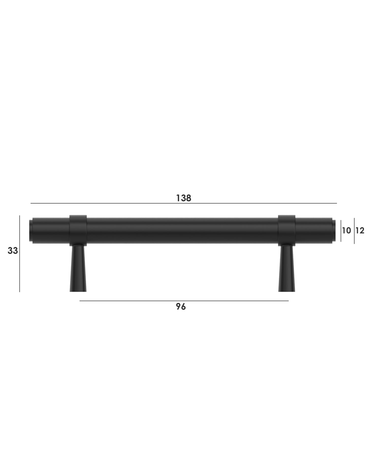 Astor - 96/138mm Matte Black Handle (96mm Hole to Hole ; 138mm Total Length)