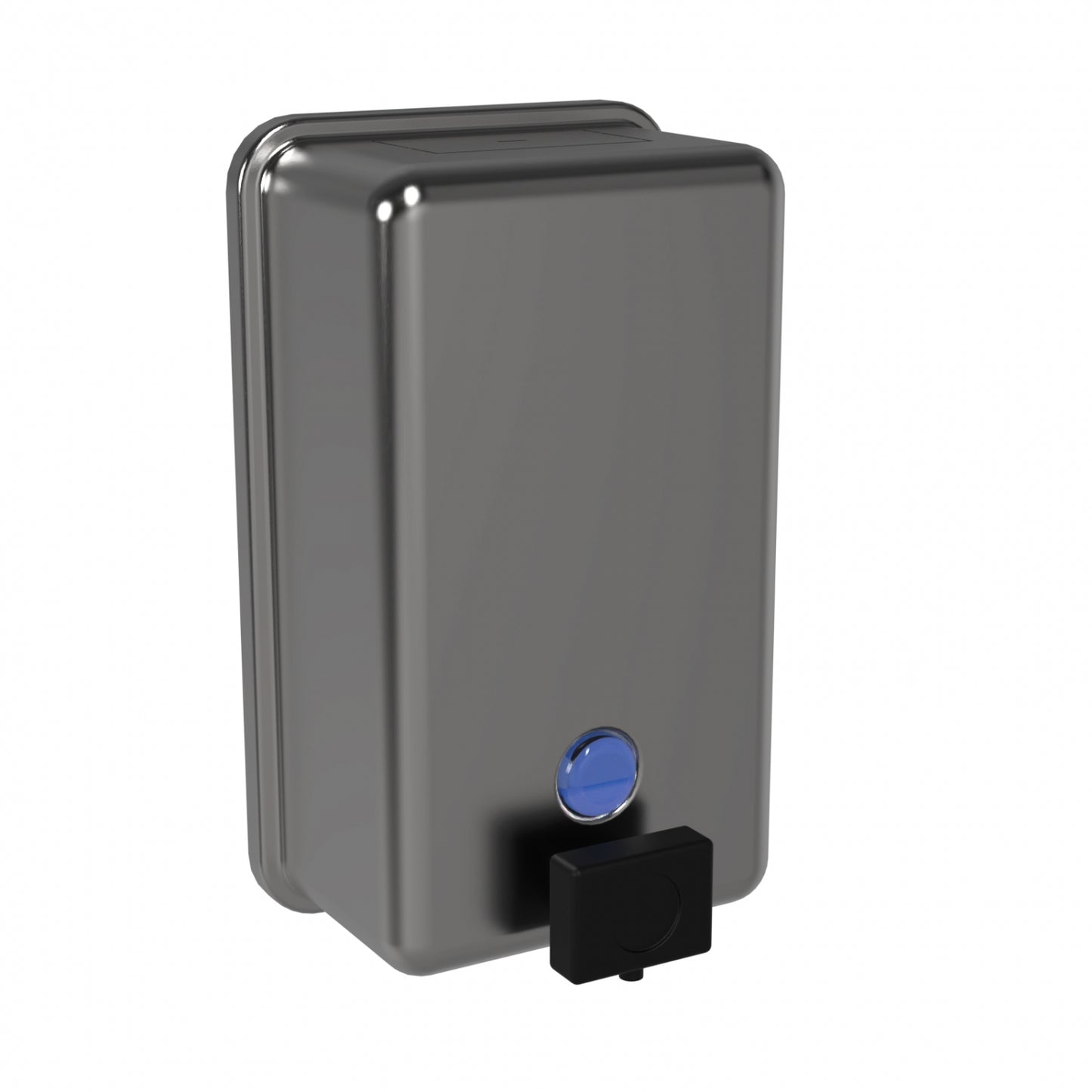 122mm W Surface Mounted Soap Dispenser 1.2 L - 122mm W x 208mm H x 73mm D - Satin with Black Button