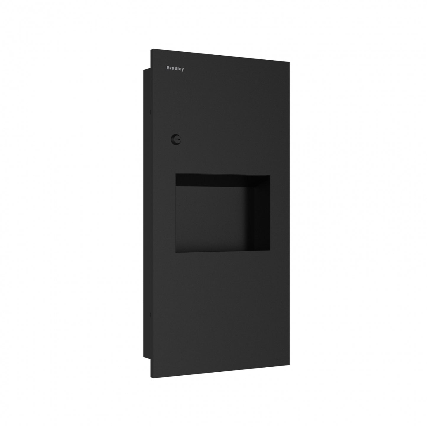 360mm W Recessed Towel and Waste Receptacle - 360mm W x 718mm H x 108mm D - Matte Black