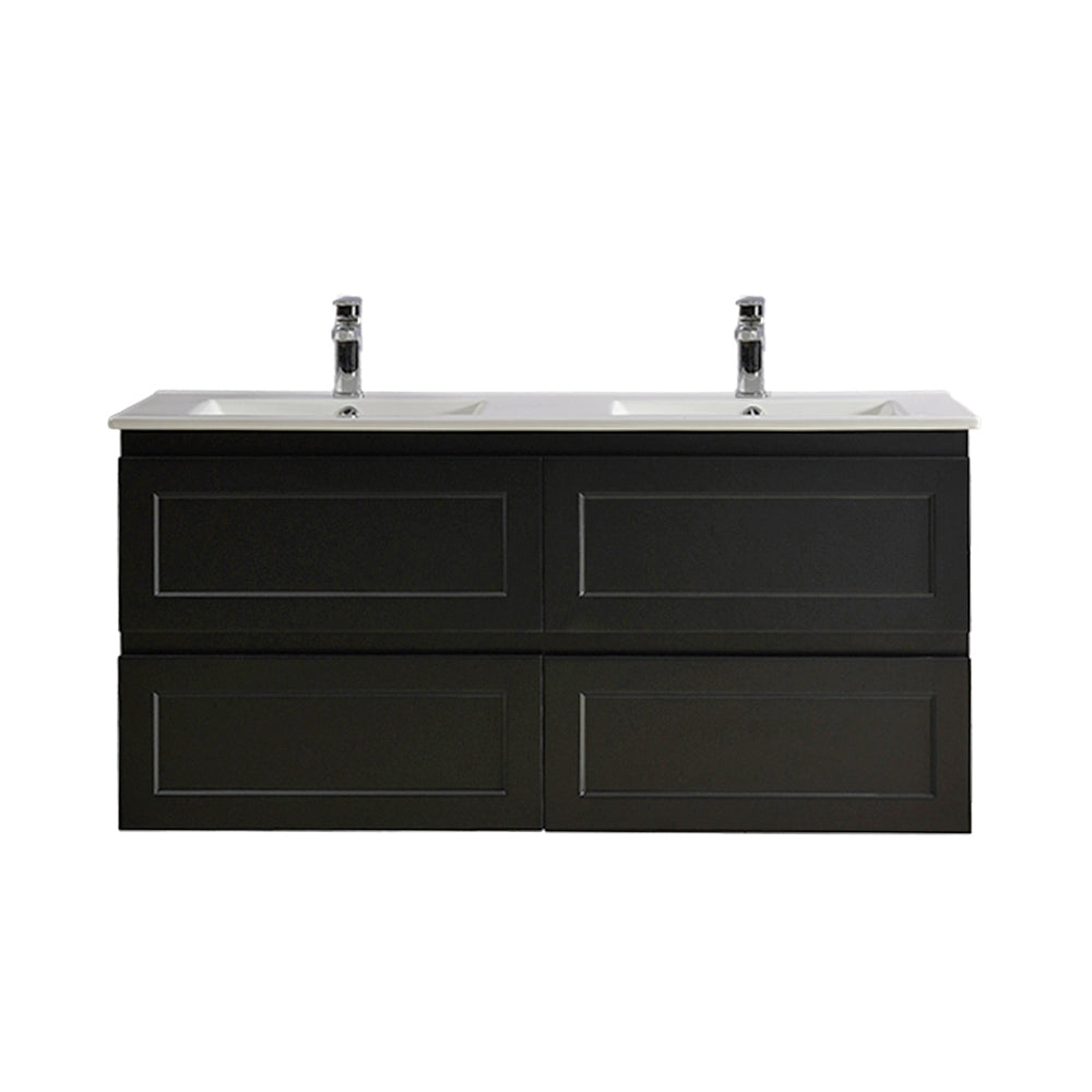 Fremantle Wall Hung Vanity - Four Drawers - Matt Black - 1200mm