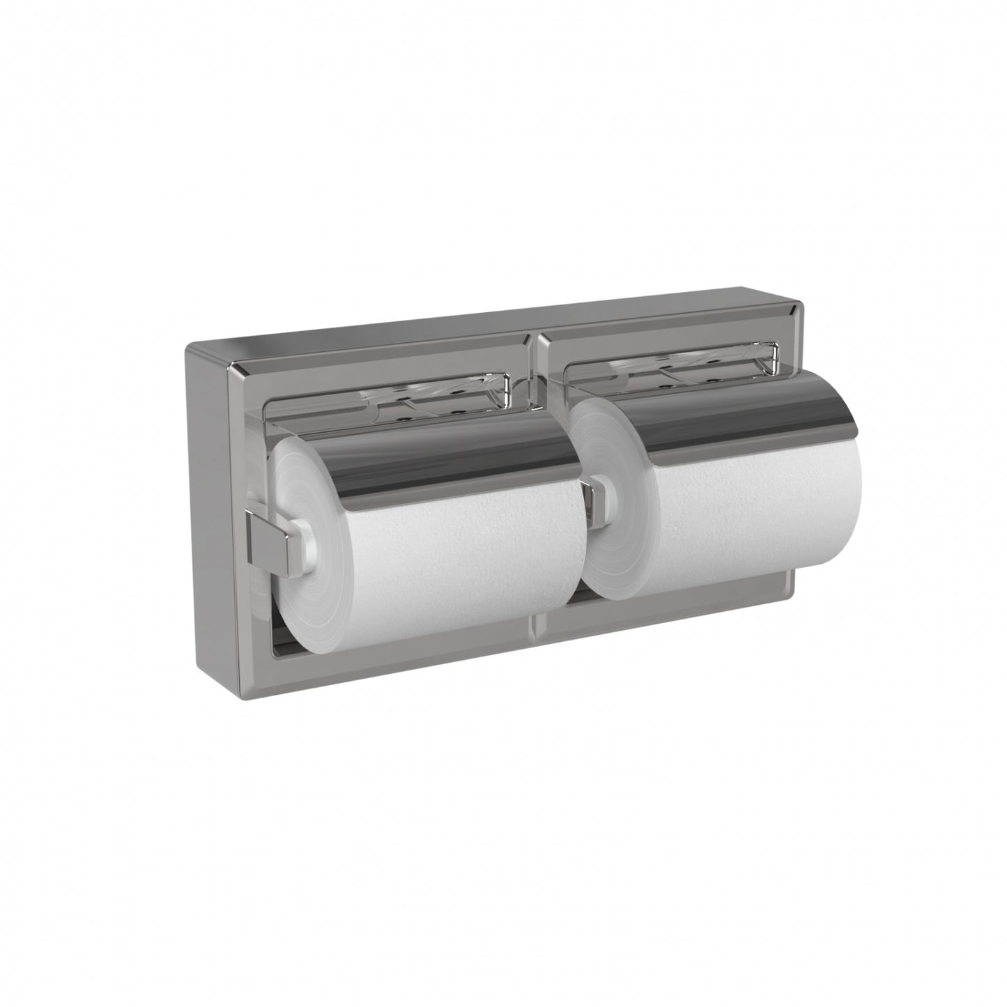 321mmW Surface Mounted Double Toilet Tissue Dispenser - 321mmW x 162mmH 51mmD - Bright