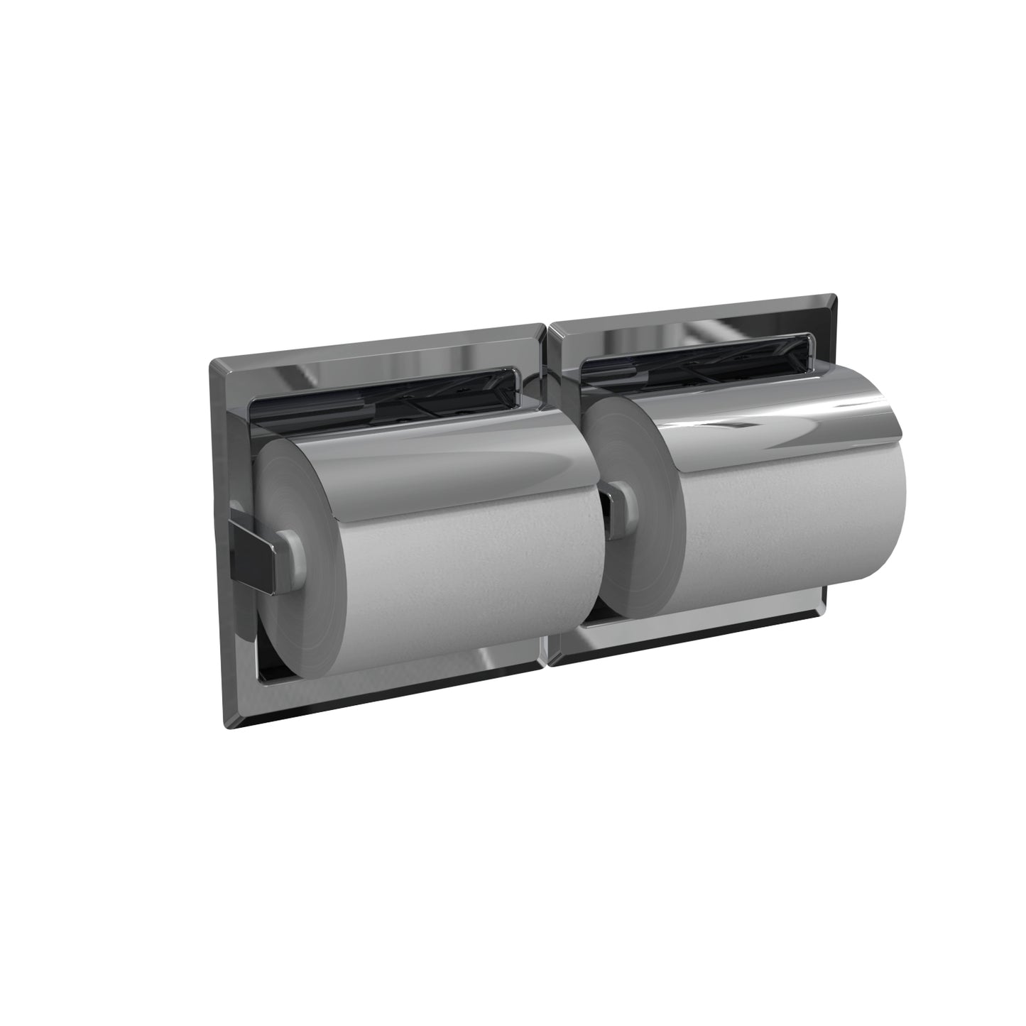 324mmW Recessed Double Toilet Tissue Dispenser - 324mmW x 162mmH x 51mmD - Bright