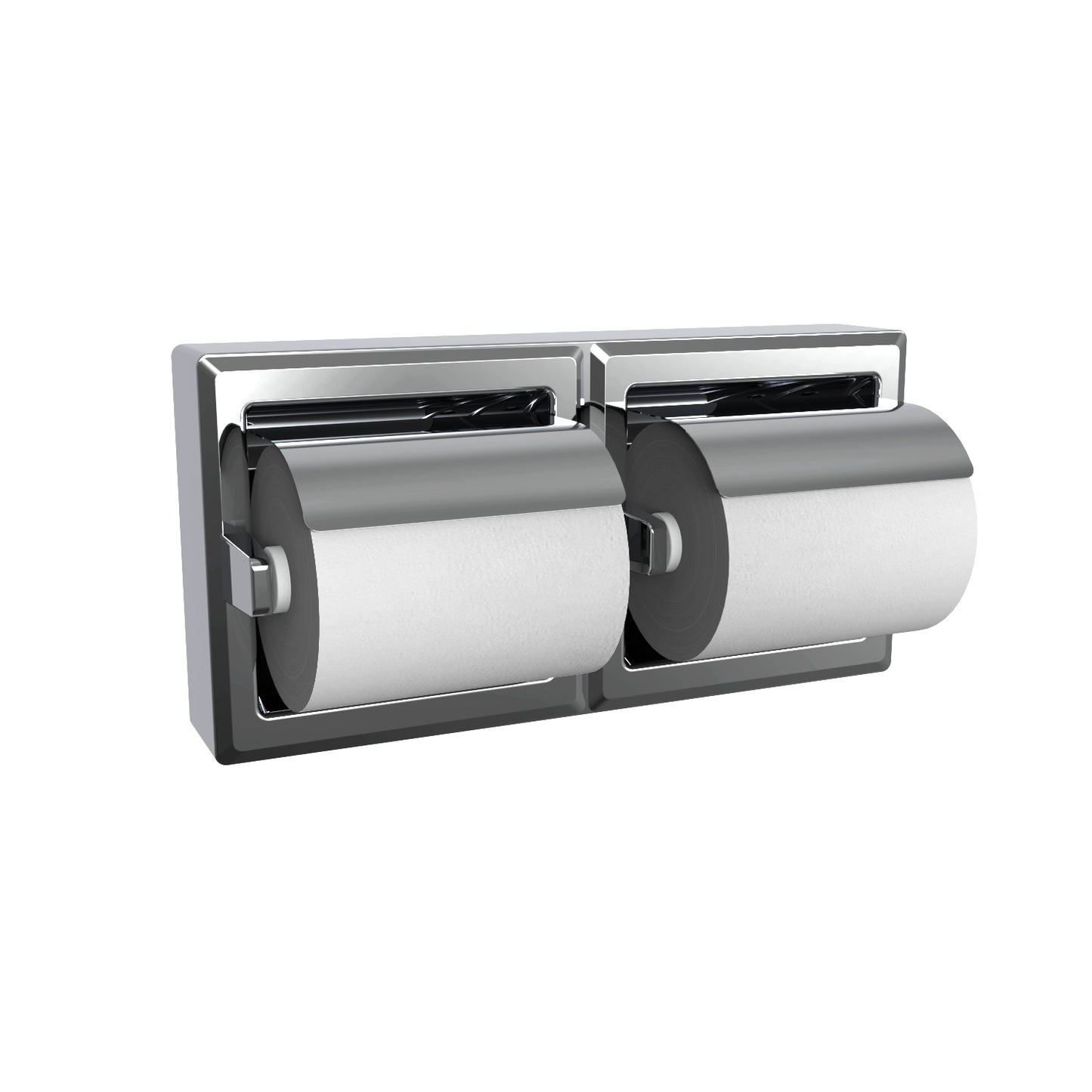321mmW Surface Mounted Double Toilet Tissue Dispenser - 321mmW x 162mmH 51mmD - Satin