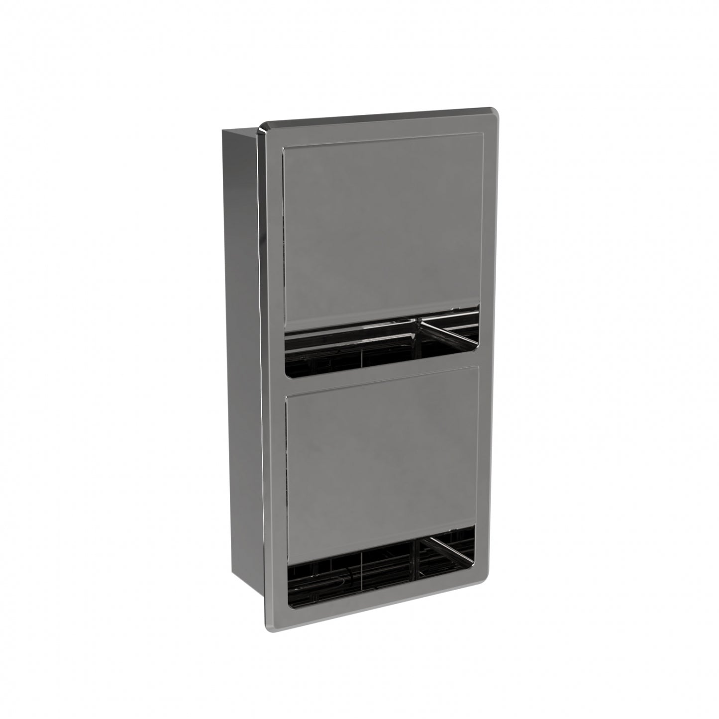 165mm W Recessed Double Toilet Tissue Dispenser - 165mm W x 311mm H x 76mm D - Bright