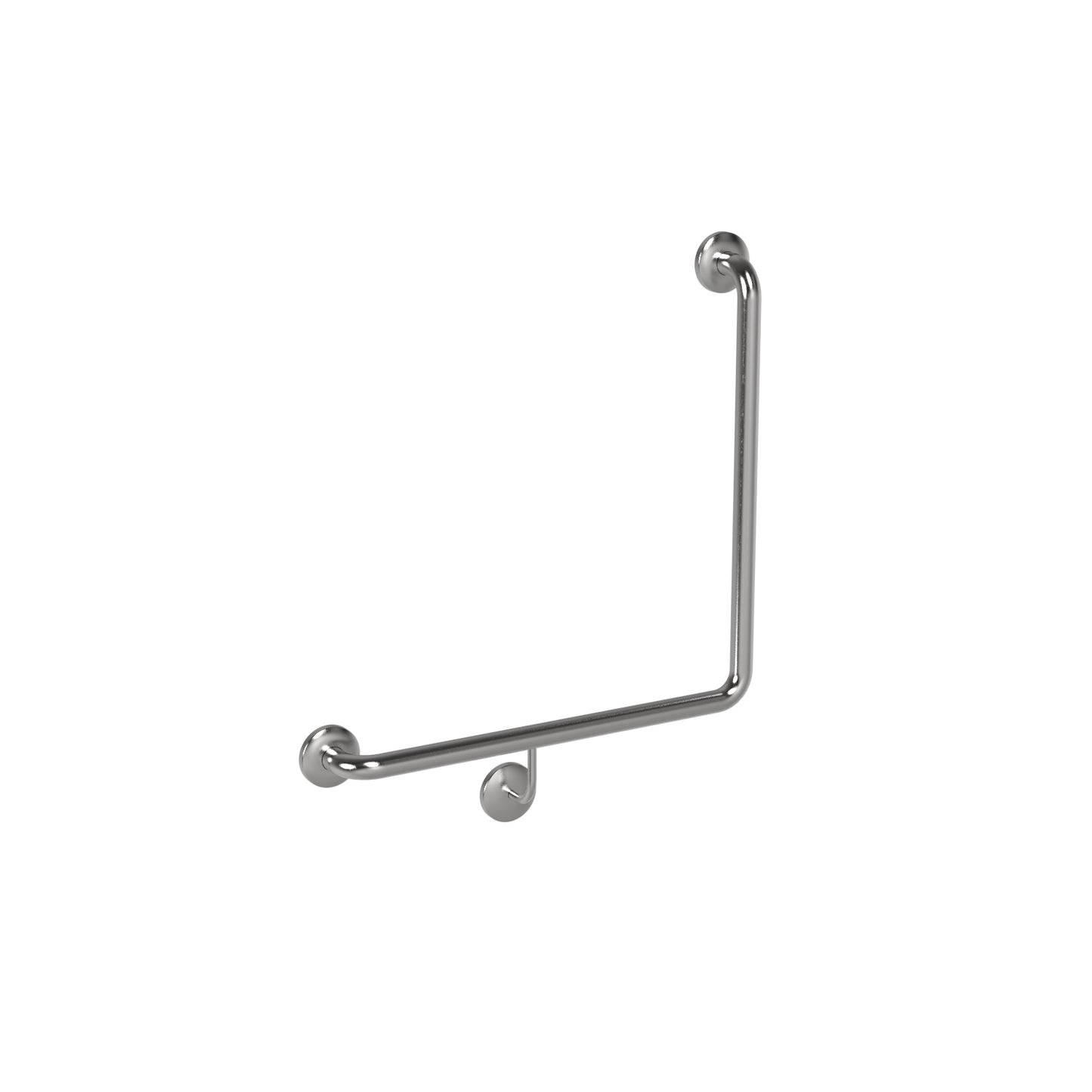 600mm Surface Mounted 32mm Grab Rail with Smooth Cover plate 90 Degree - 600mm x 600mm - Bright Polished