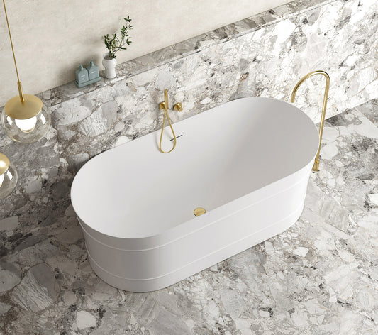 Attica Bondi 1500x800x580 Matte White Freestanding Bath with Overflow.