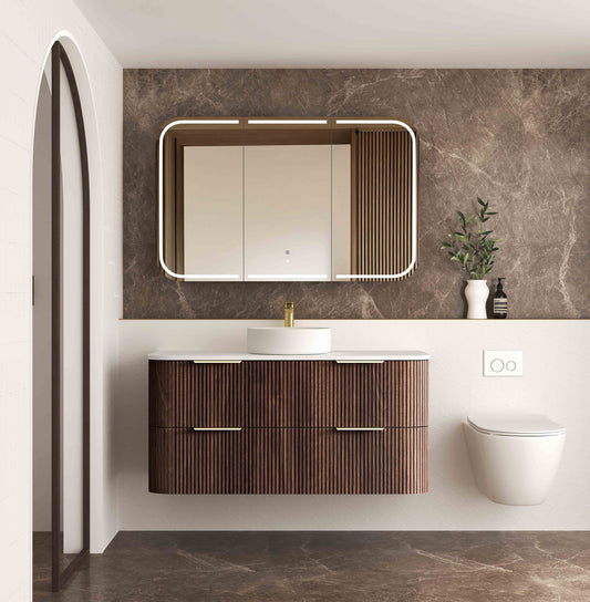 Havana 1200mm Sable Walnut Fluted Fluted Cabinet