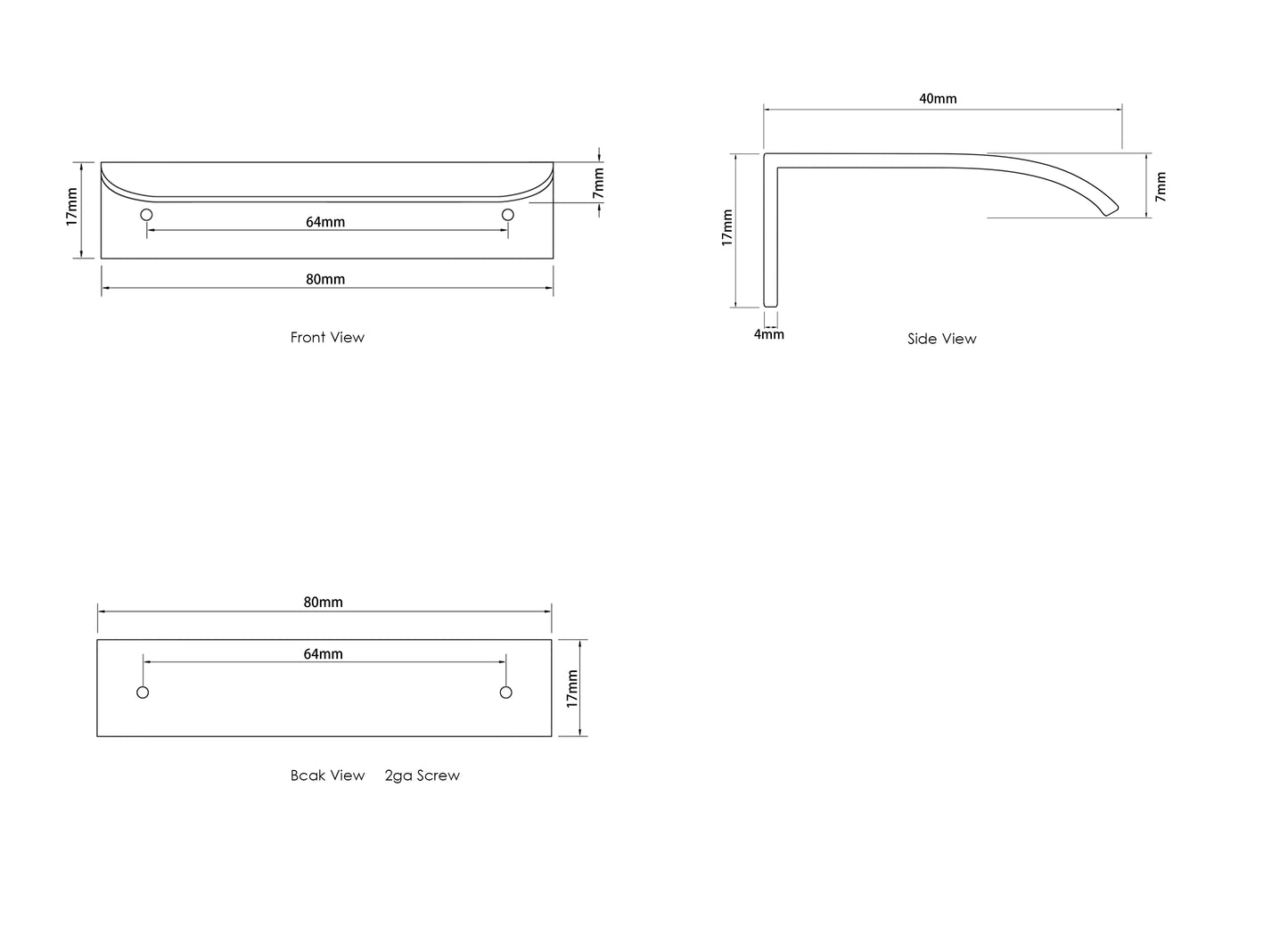 Hampshire 80mm Brushed Nickel Handle for 600mm Cabinet
