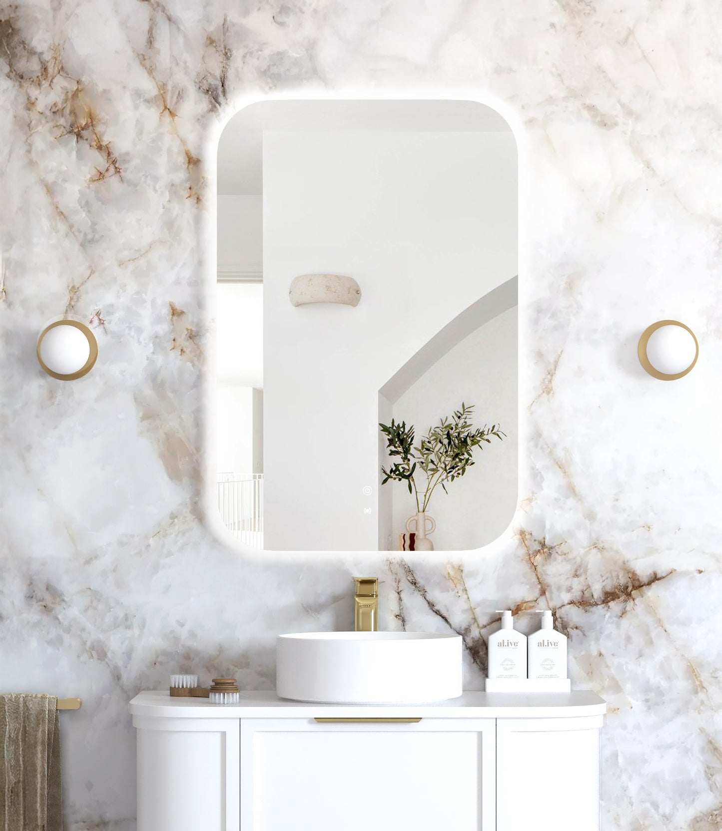 LED Newport 900x600 Frameless Tuffi Mirror Back Lit