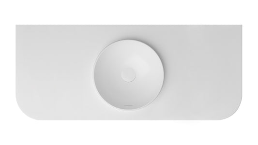 Havana English Edge 1200x500x50 Matte White with Round Basin Top