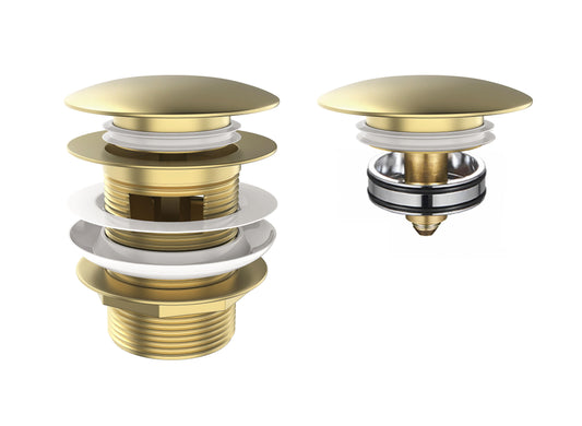 Mushroom Bath Pull Out Popup Waste Overflow Brushed Gold