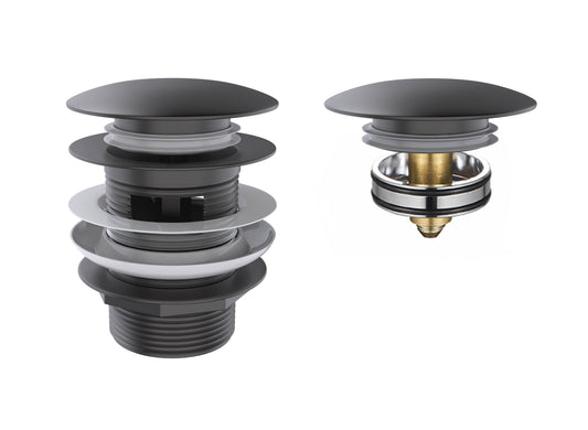 Mushroom Bath Pull Out Popup Waste Overflow Gun Metal