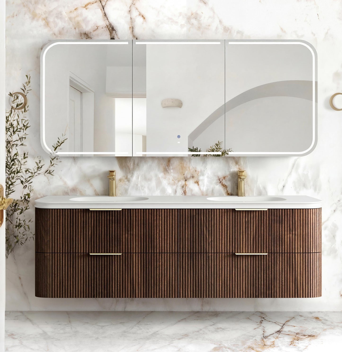Havana 1800mm Sable Walnut Fluted Cabinet