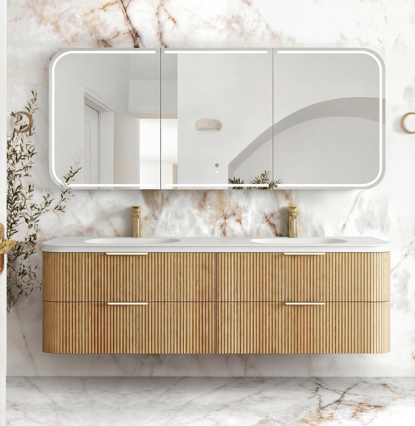 Havana 1800mm Woodland Oak Fluted Cabinet