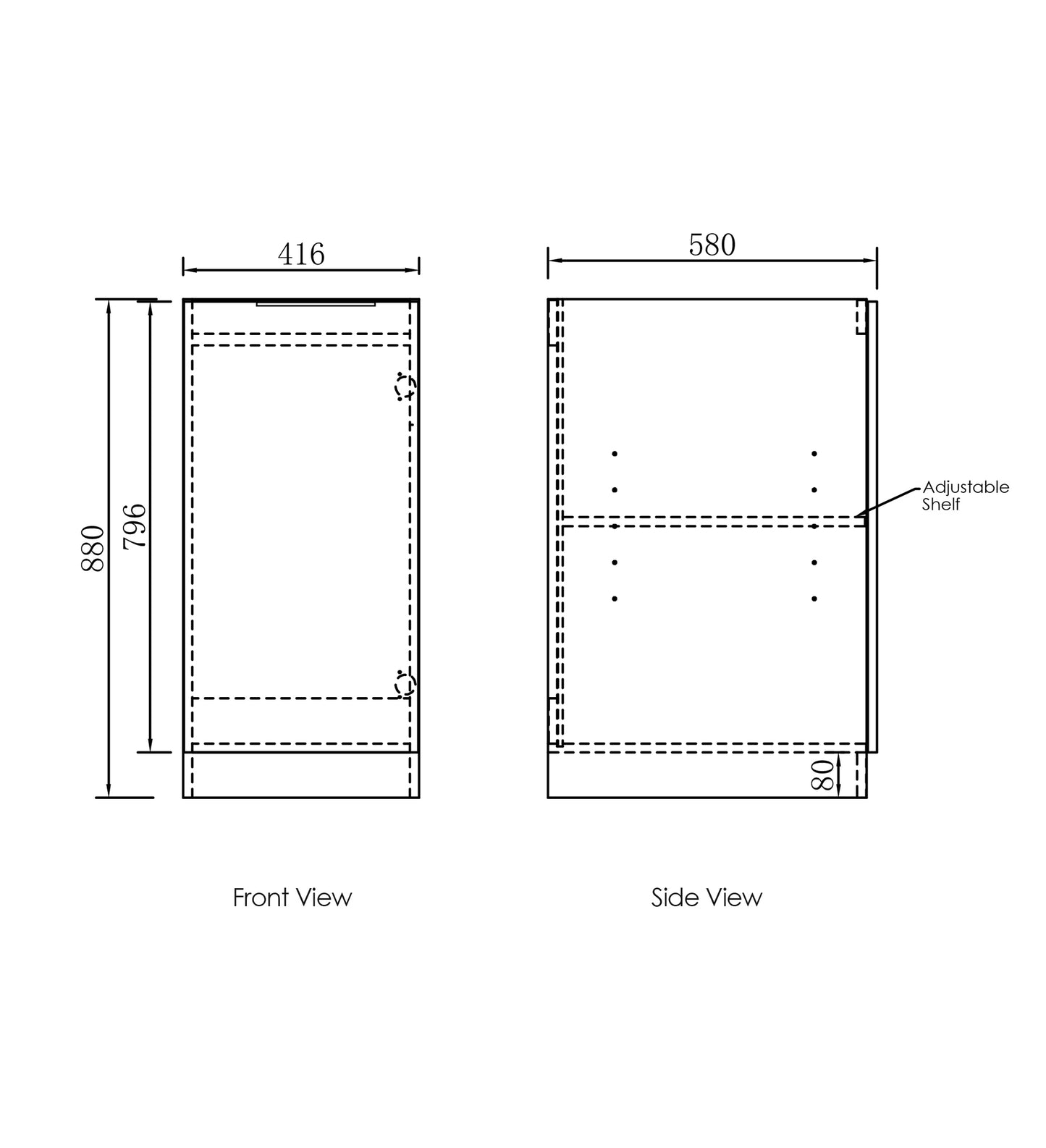 Mini Laundry 430mm Byron/Bondi Black Oak with Pure White Top