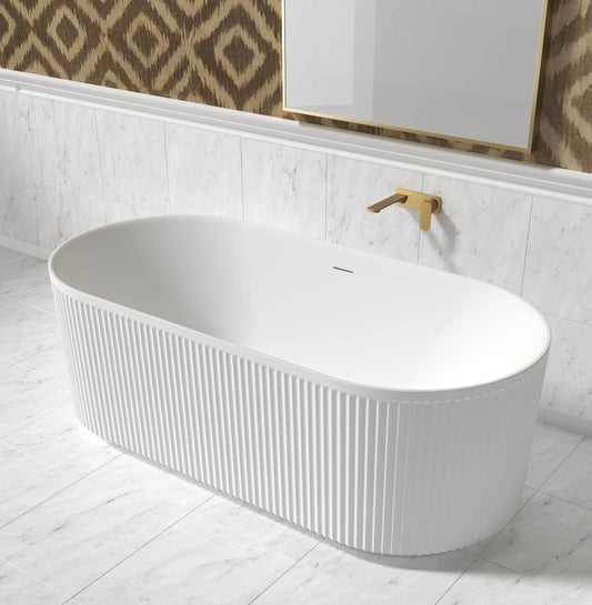 Attica Havana 1500 Matte White Freestanding Bath with Overflow