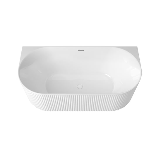 Attica Havana 1700 Gloss White Back To Wall Bath with Overflow