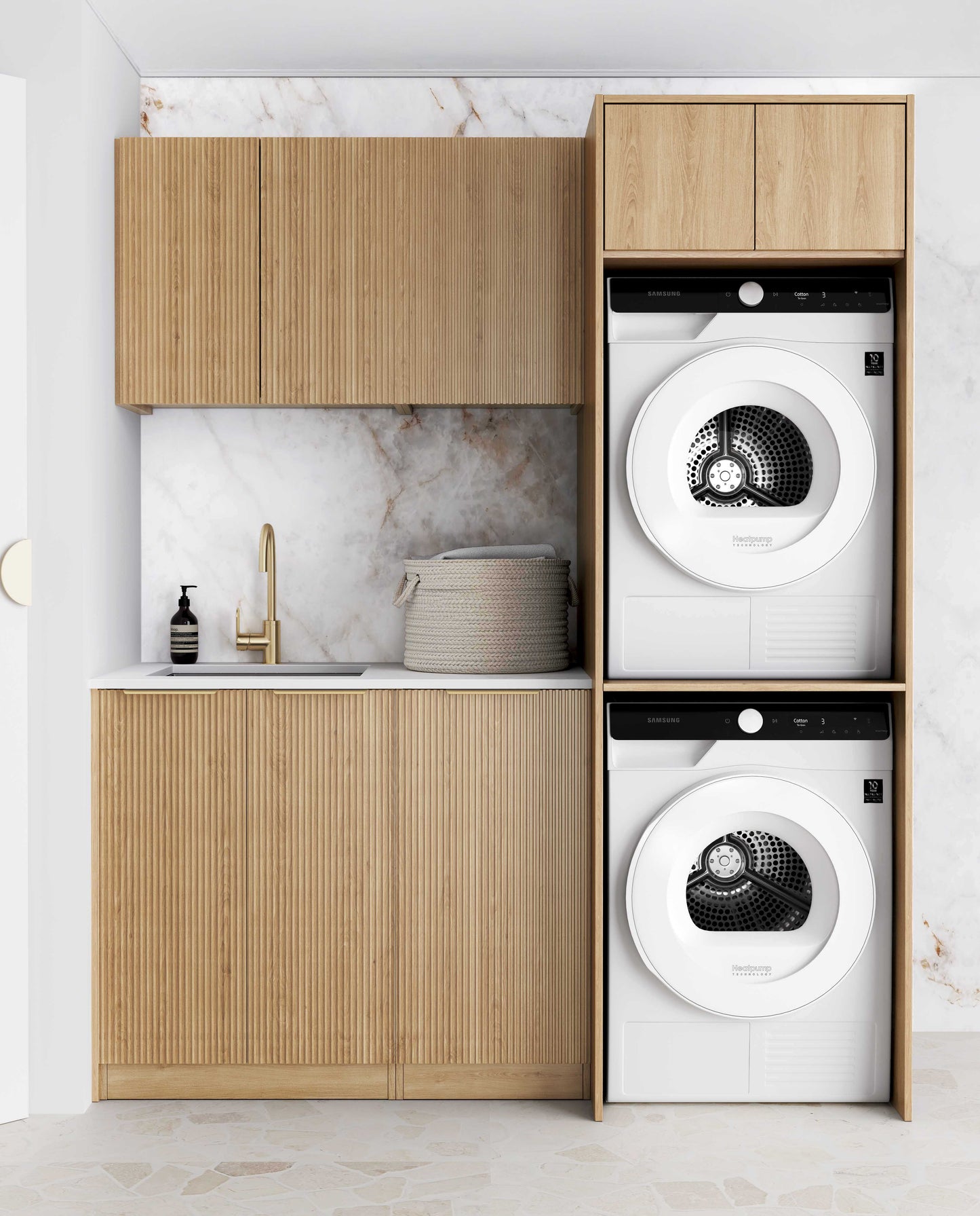 Laundry Kit 1715A Havana Woodland Oak with Cloudy Carrara Top