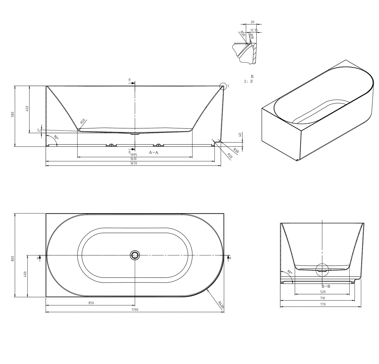 Attica Celine 1700 Gloss White Left Corner Bath with Overflow
