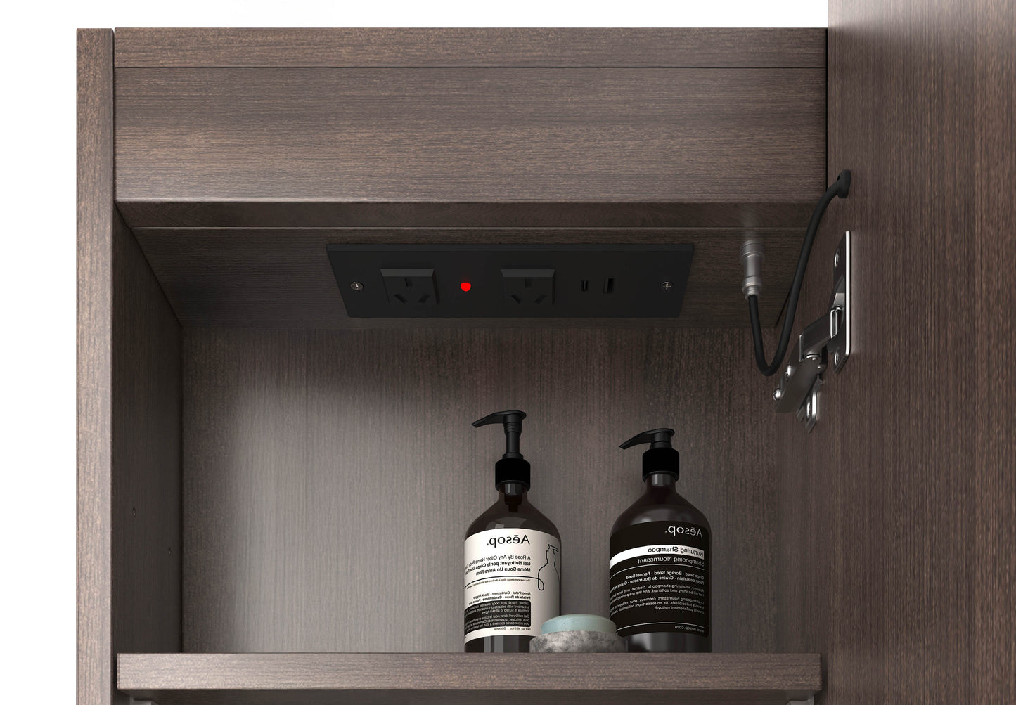 LED Bondi 900x600 Sable Walnut Shaving Cabinet - Premium Edition