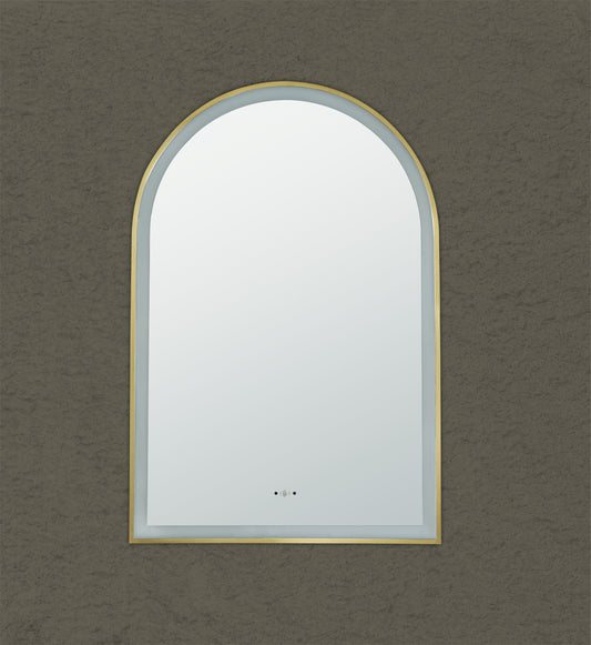 600mm Aura Iron Framed LED Mirror - Brushed Gold