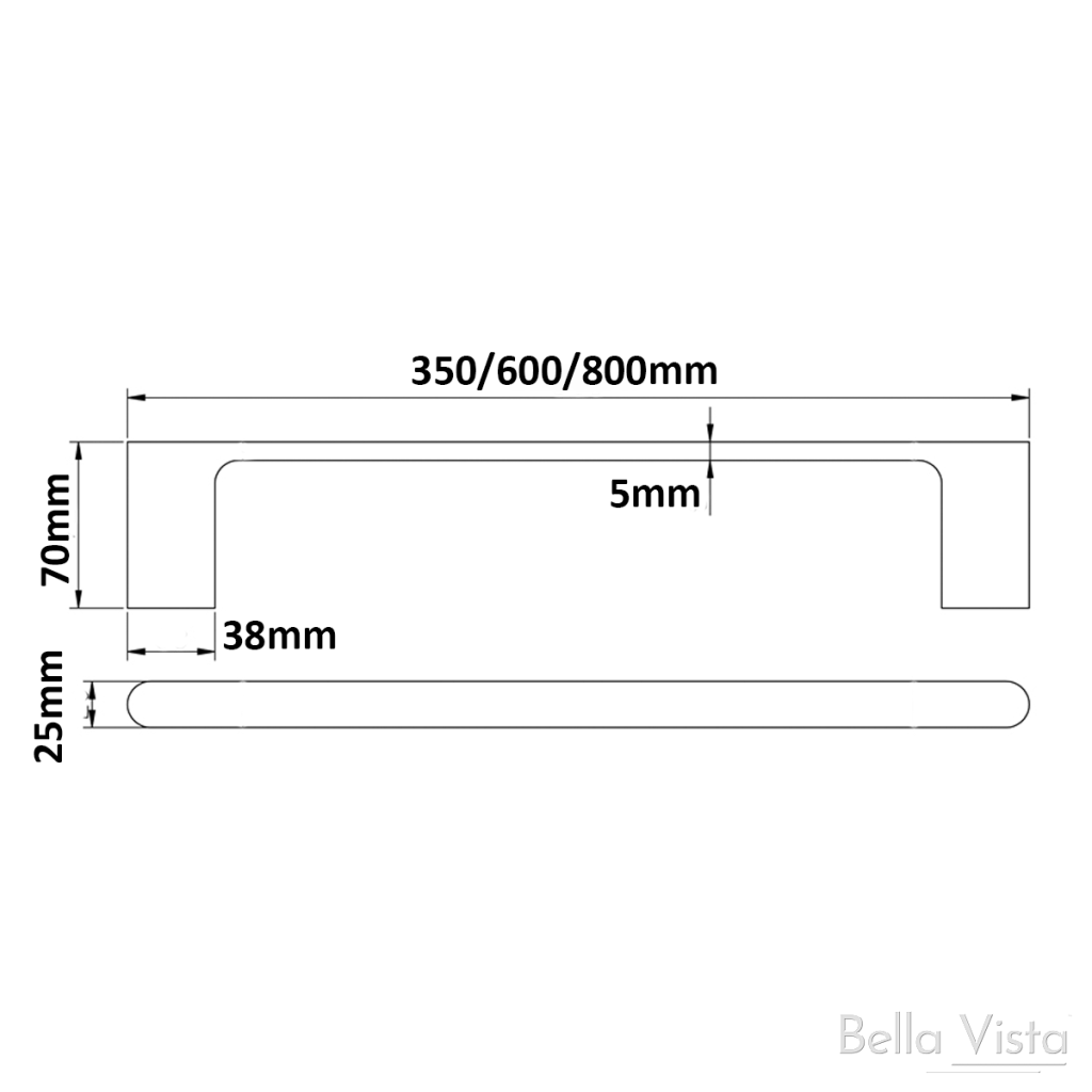 Supra Single Towel Rail - 600mm - Brushed Gold