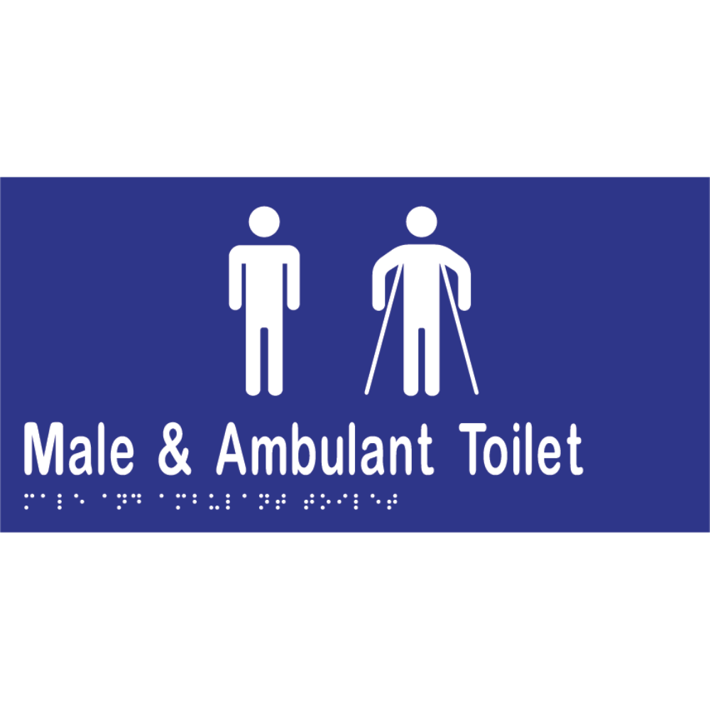 Male & Ambulant Tlt Braille Sign -Vinyl - Blue with White Infill