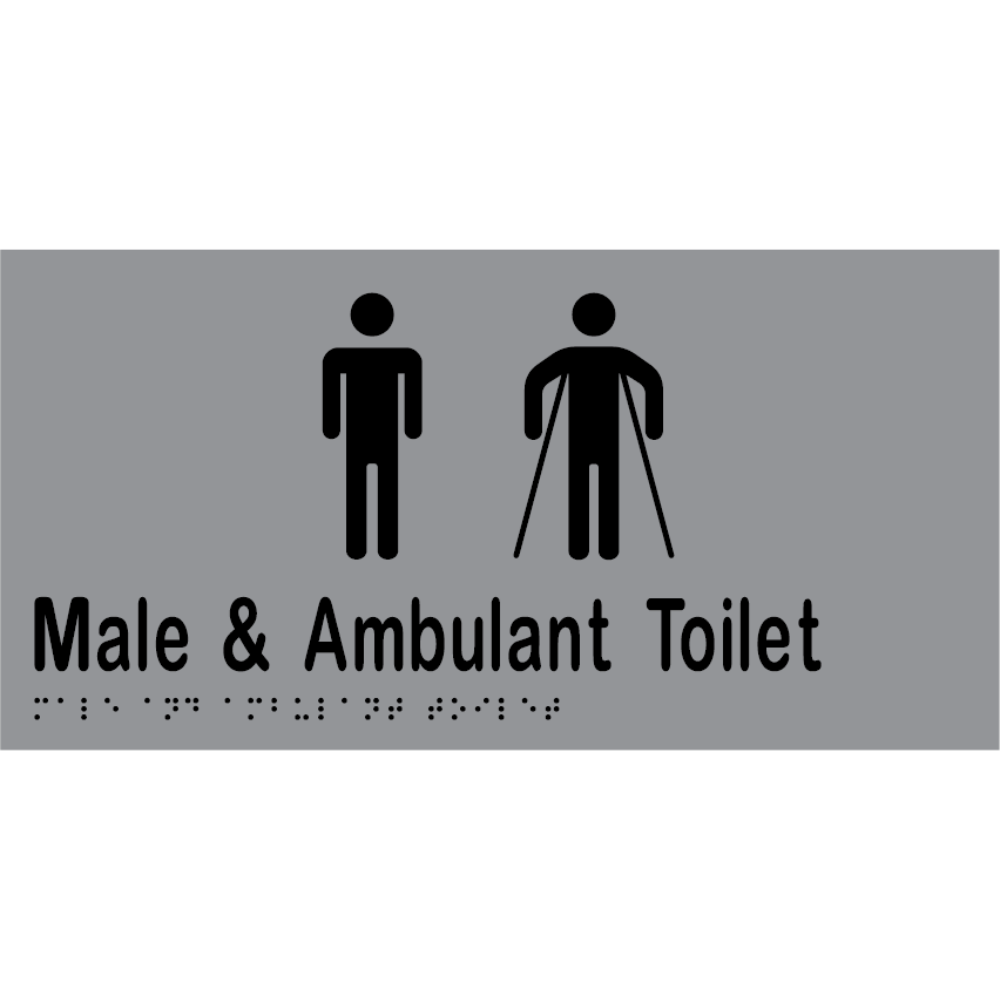 Male & Ambulant Tlt Braille Sign - Stainless Steel with Black Infill