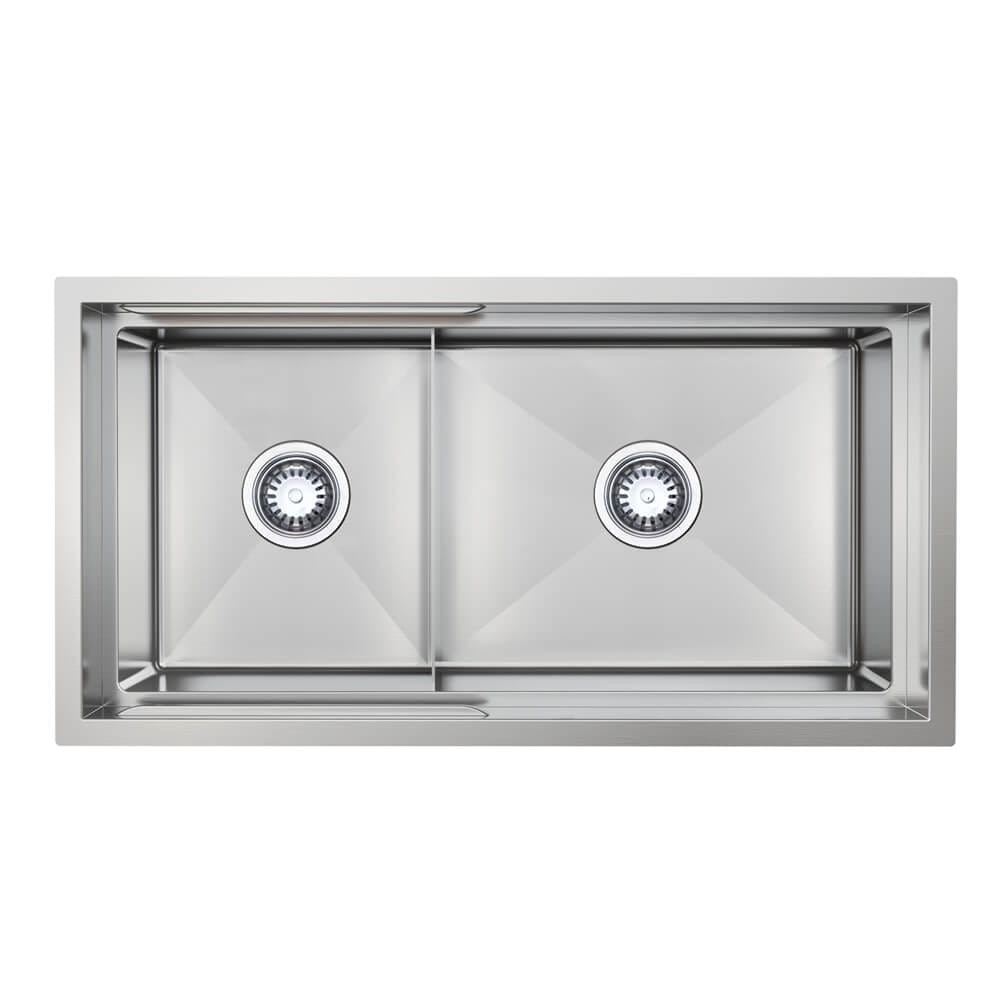 820mm Stainless Steel PINIZ 1 & 1/2 Bowl Workstation Kitchen Sink - Slide Lip - Nano Coated 1.2mm Thick Stainless Steel - Anti-Scratch