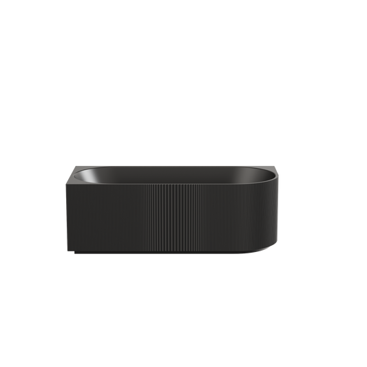 1700mm Capri Fluted Oval Freestanding Left Corner Bathtub - No Overflow - Matte Black