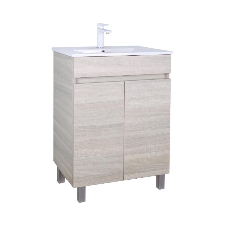 600mm Evie Floor Vanity PVC - Cabinet Only - Oak