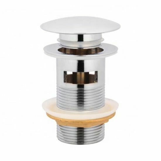 32/40mm Solid Brass Basin Mushroom Pop Up Waste - Matt White - Overflow