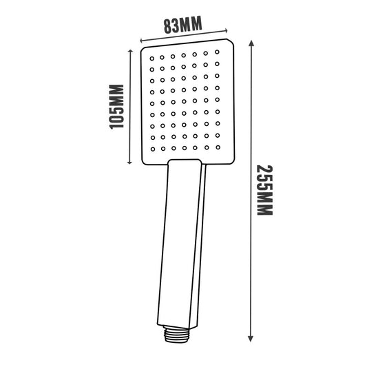 Square Single Function Black ABS Handheld Shower