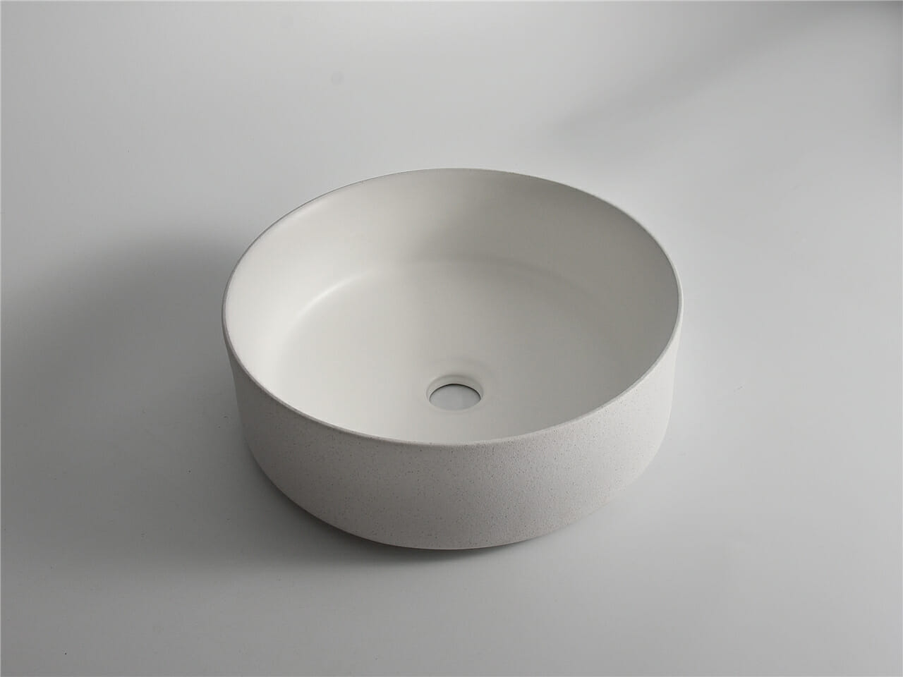 Polar - 360mm Matte White Round Textured Exterior Ceramic Above Counter Basin - 360x360x120mm