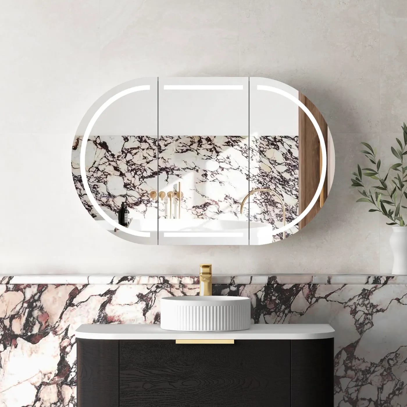 LED BONDI 1200x750 Shaving Cabinet Black Oak