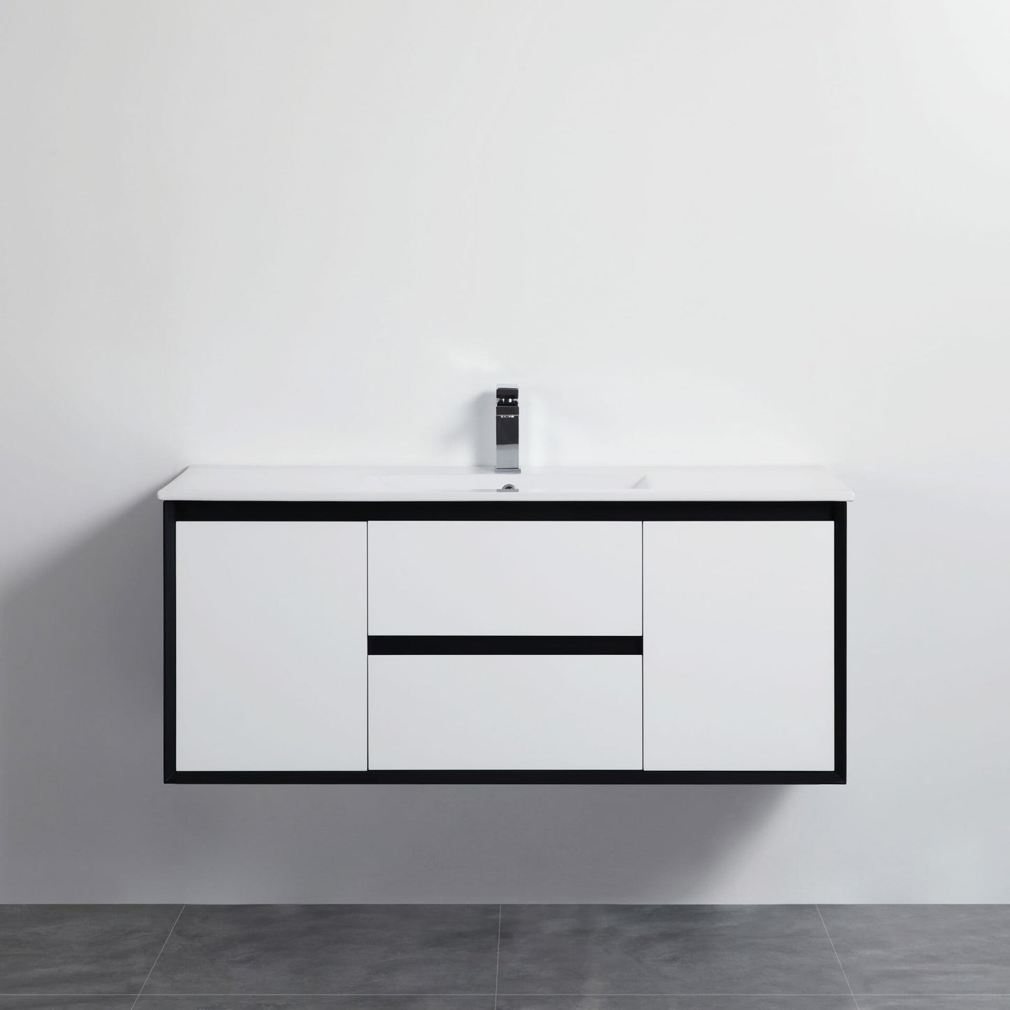 Petra Wall Hung PVC Vanity - Matt White & Matt Black - 1200mm
