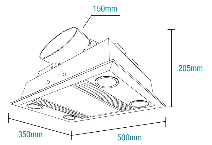 Linux DC 1000w Halogen 3 in 1 Bathroom Heater & High
Extraction Exhaust Fan with LED Light White
