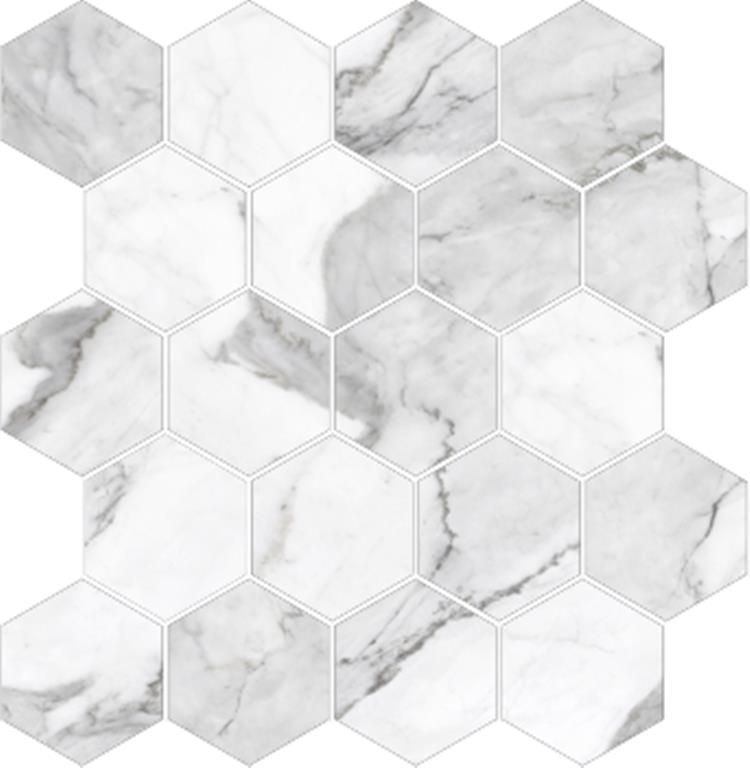 CALACATTA MOSAICS - HEXAGON POLISHED Finish - 300X330 | SOLD PER SHEET - 11 SHEETS PER BOX / 1.089 SQM