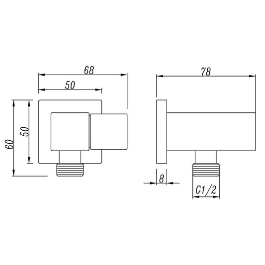 Square Chrome Hand Shower Rail without Handheld Shower(Stainless Steel Hose)