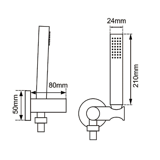 Round Brushed Brass Shower Rail with Handheld Shower(Stainless Steel Hose)