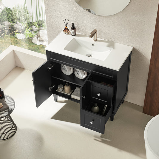 900mm Harrington Floor Vanity PVC Right Side Drawers - Cabinet Only - Matte Black