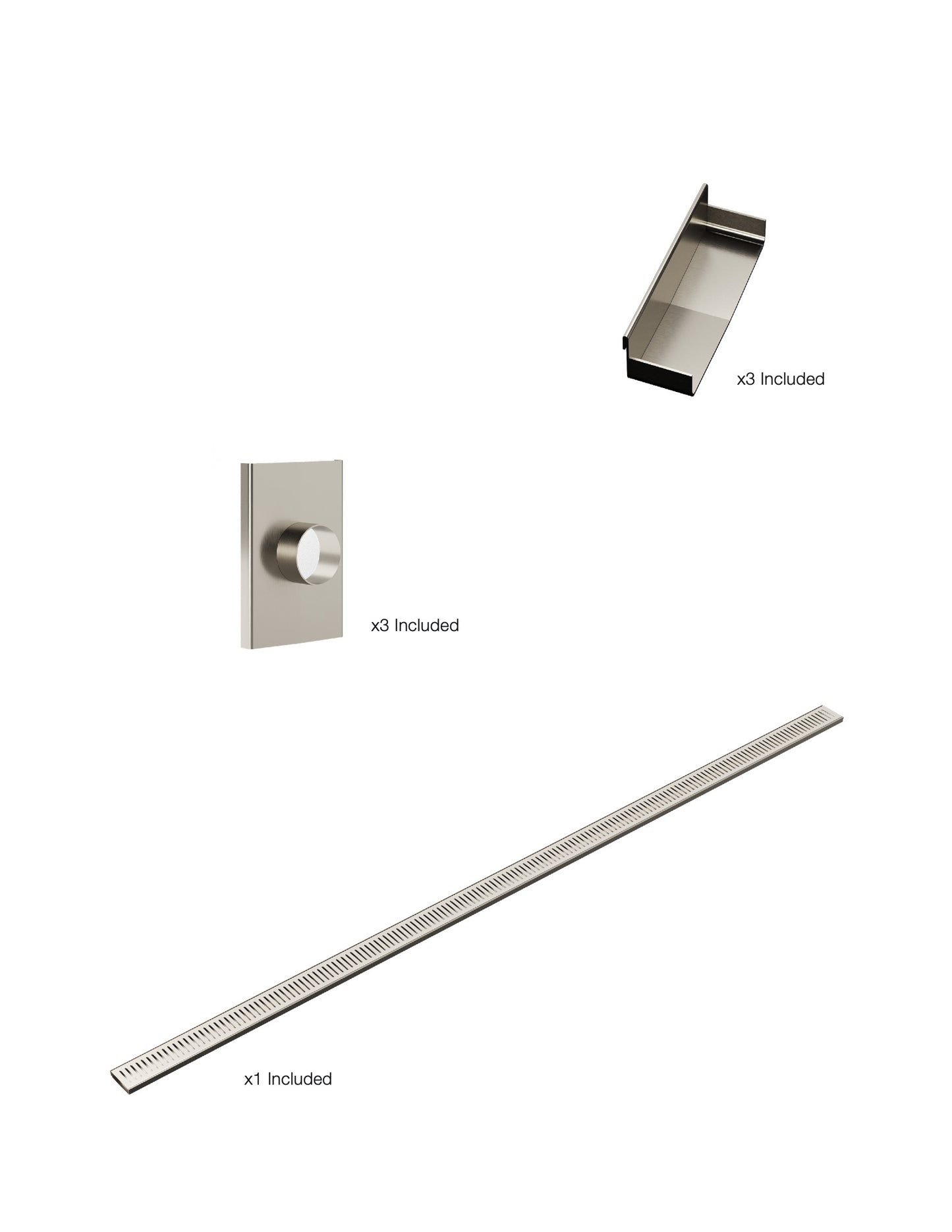 K1 Ezy-3000mm VL / Endcap / 50mm Outlet - Brushed Nickel