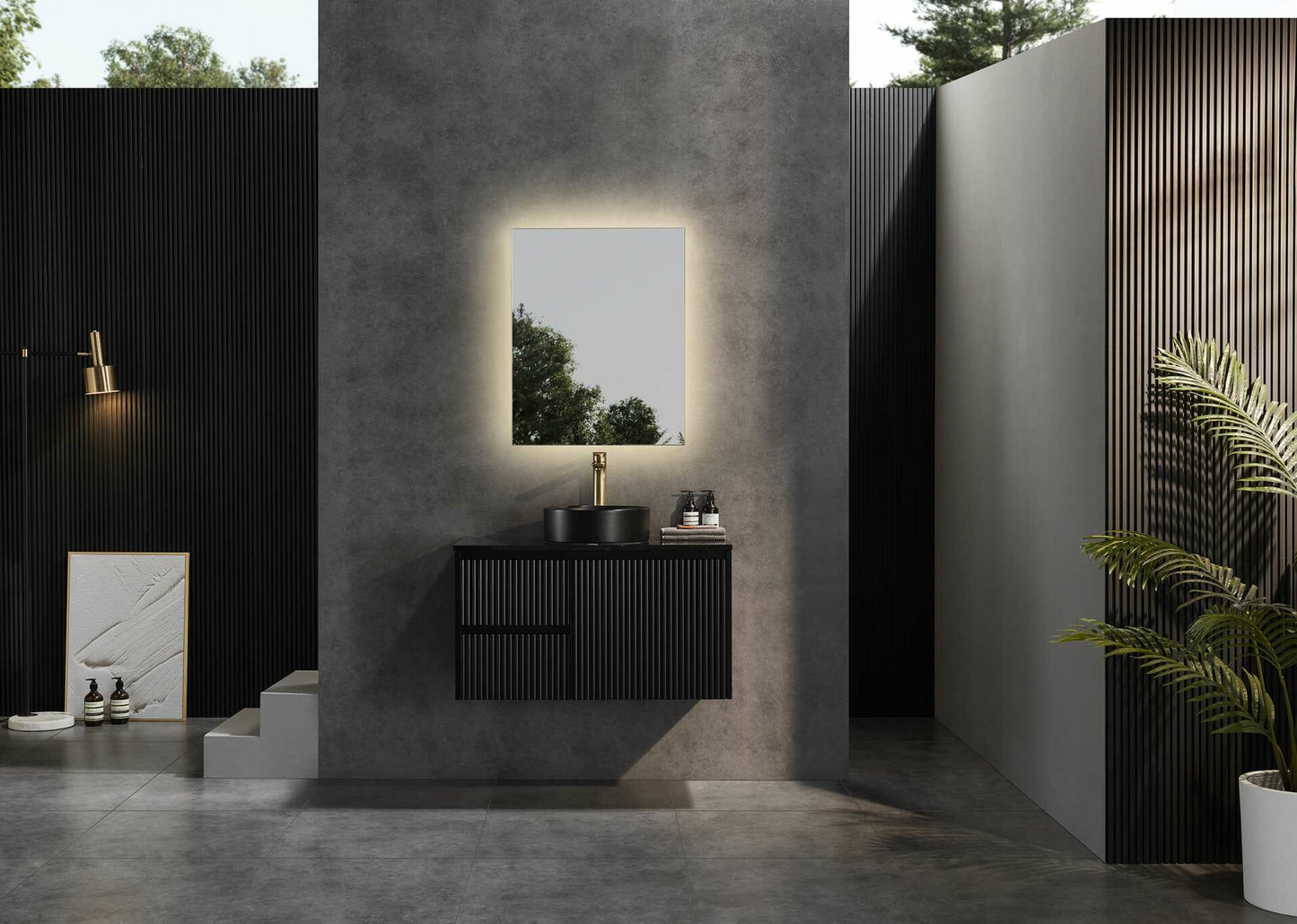 900mm Brindabella Wall Hung Vanity PVC Left Side Drawers - Cabinet Only - Matte Black