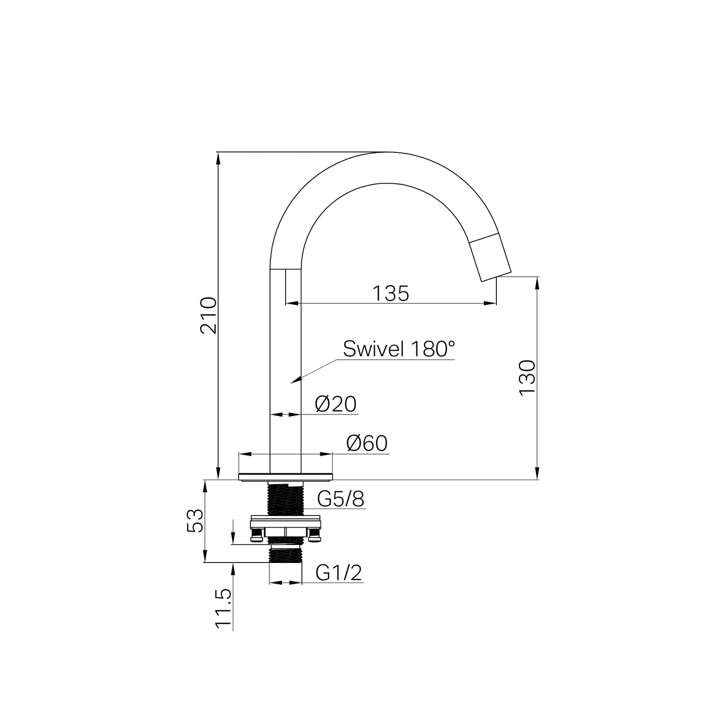 Serenity Basin Arc Spout Gun Metal