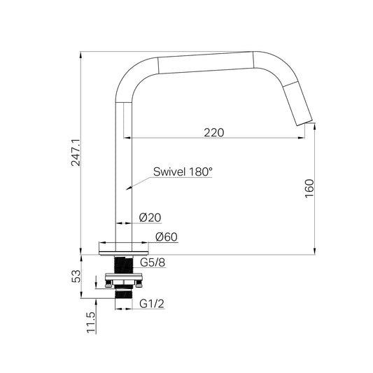 Serenity Bath/Kitchen Edge Spout II Brushed Gold