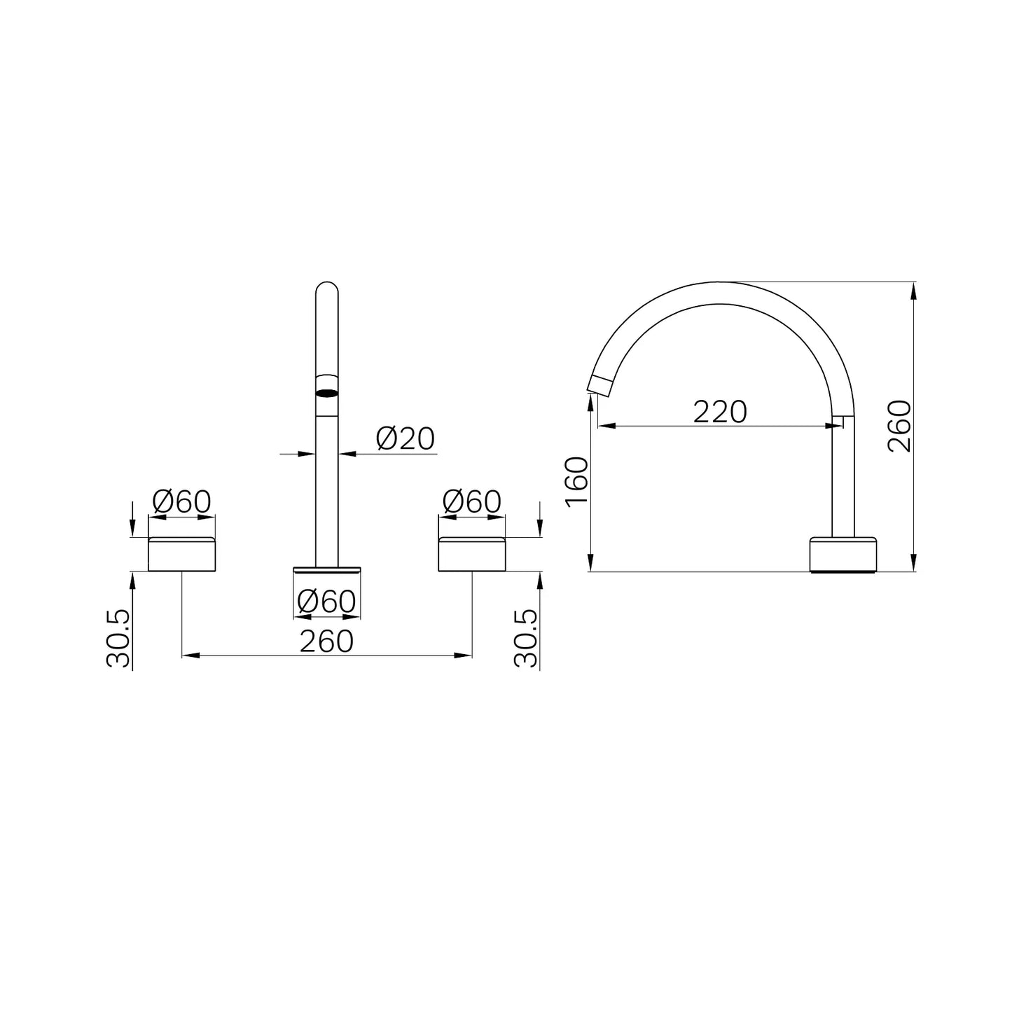 Serenity Bath/Kitchen Set Arc Spout With Metal Handle Brushed Nickel