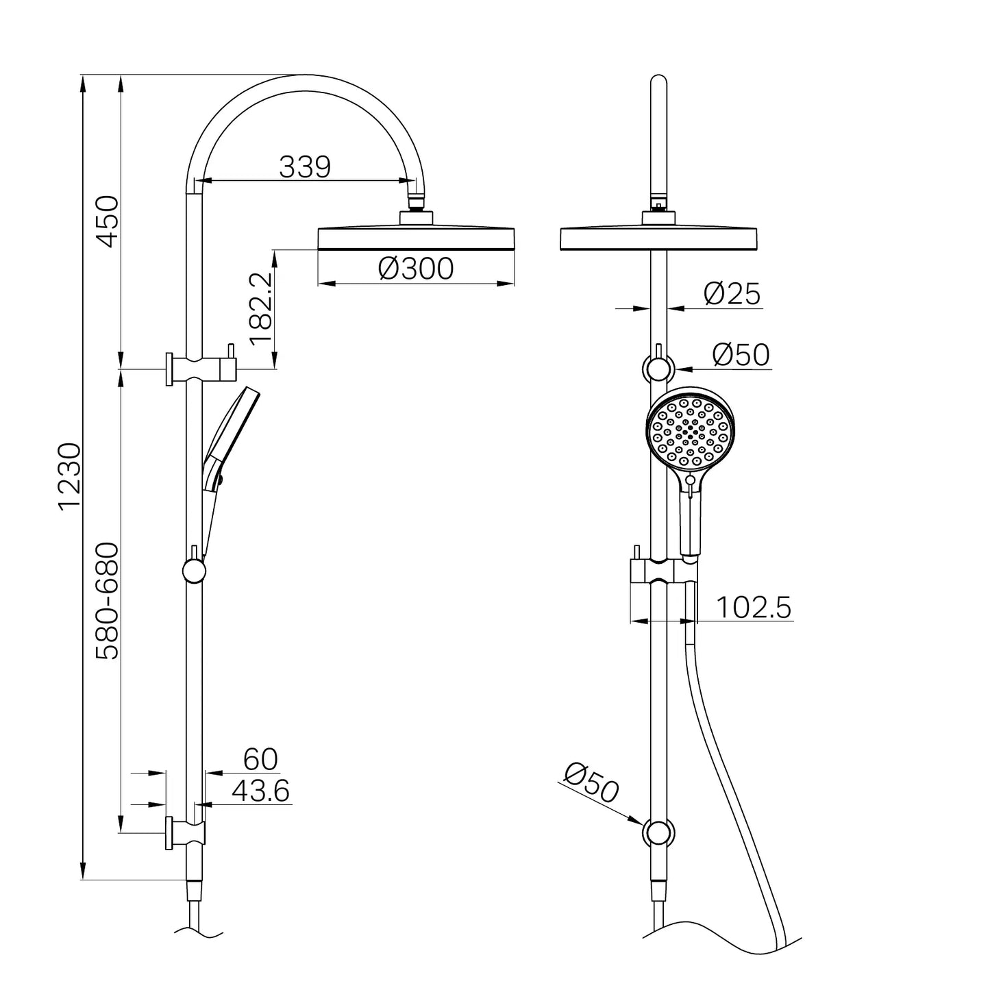 Serenity Twin Shower Gun Metal