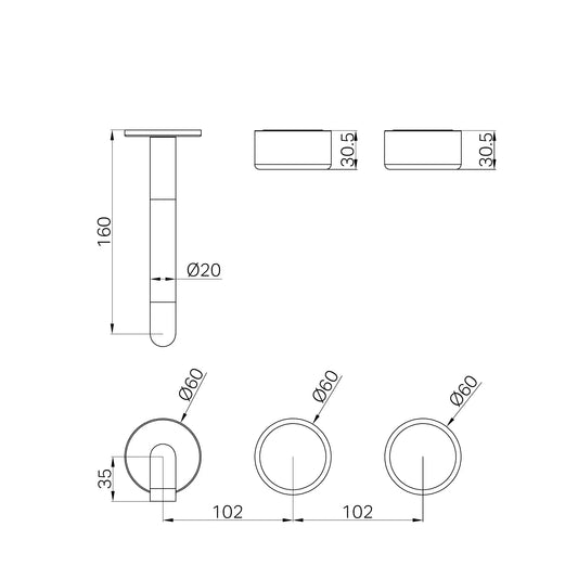 Serenity Wall Basin Set 160mm Offset Spout With Metal Handle Trim Kit Only Brushed Bronze